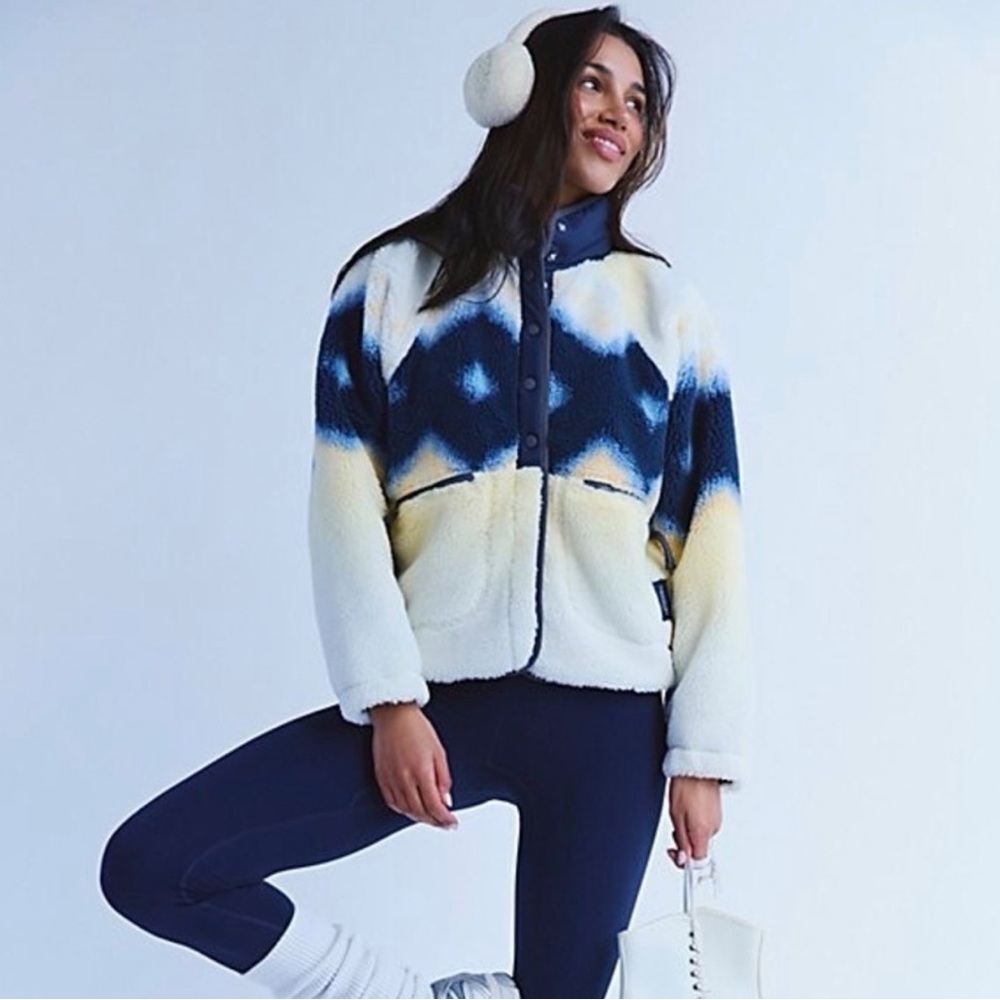 Fp Movement Free People Hit The Slopes Fleece Printed Jacket Sun Combo